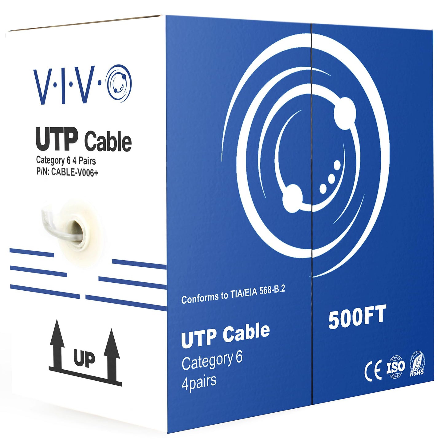 VIVO 500 ft Bulk Cat6 Wire, CCA Ethernet Cable, 23 AWG, UTP Pull Box, LAN Network, Gray, CABLE-V006