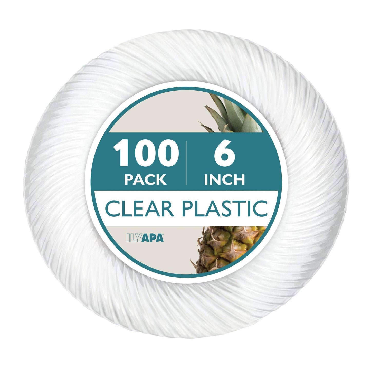 100 Premium Clear Plastic Plates for Party or Wedding - 6 Inch Fancy Disposable Plastics Plates