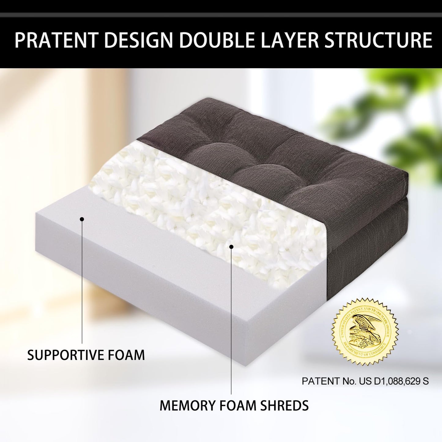 HAVARGO Recliner Cushions for Elderly, 20x20x5 Inch Thick Chair Cushion Patent Design Soft Tufted Dual Layer Booster Seat Recliner Risers Taupe 1P