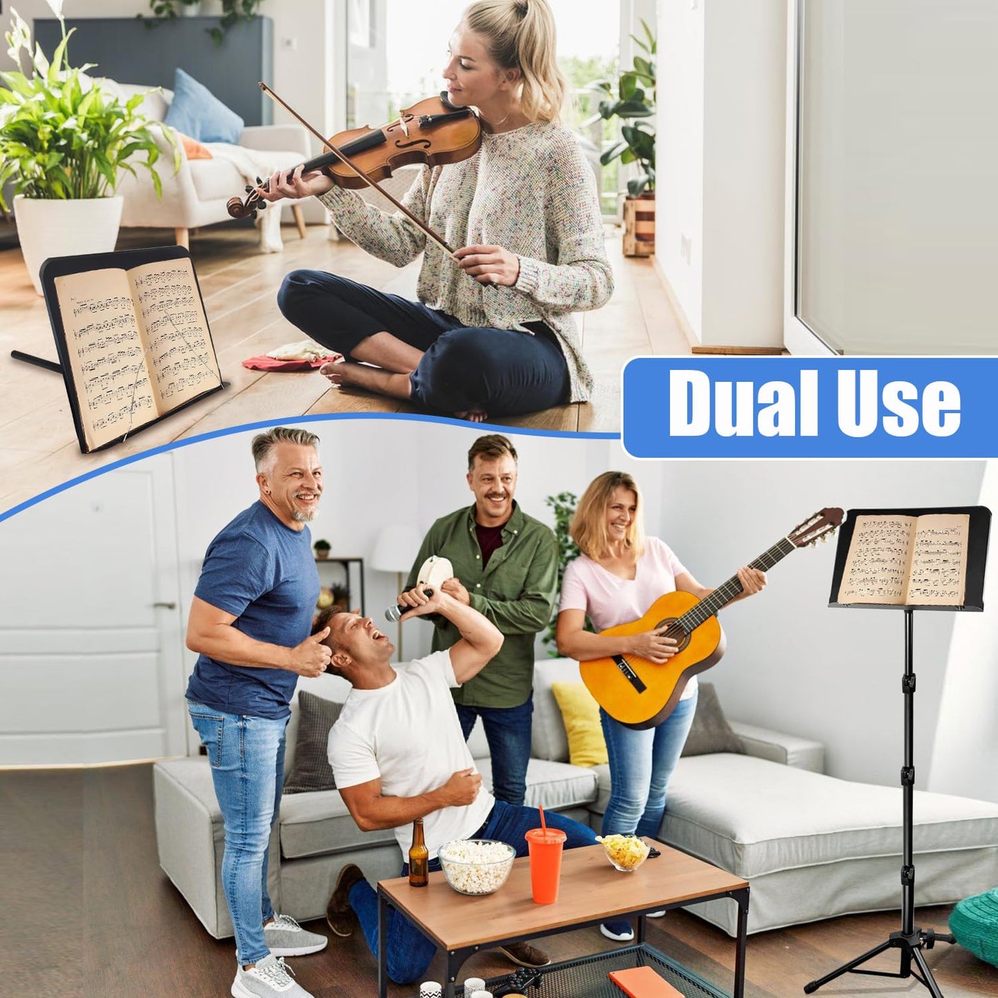 70" Sheet Music Stand with Light and Phone Holder, Music Stand for Sheet Music High Stability, Height Adjustable Portable Music Sheet Stand with Carrying Bag(33-70inch,Plate without hole)