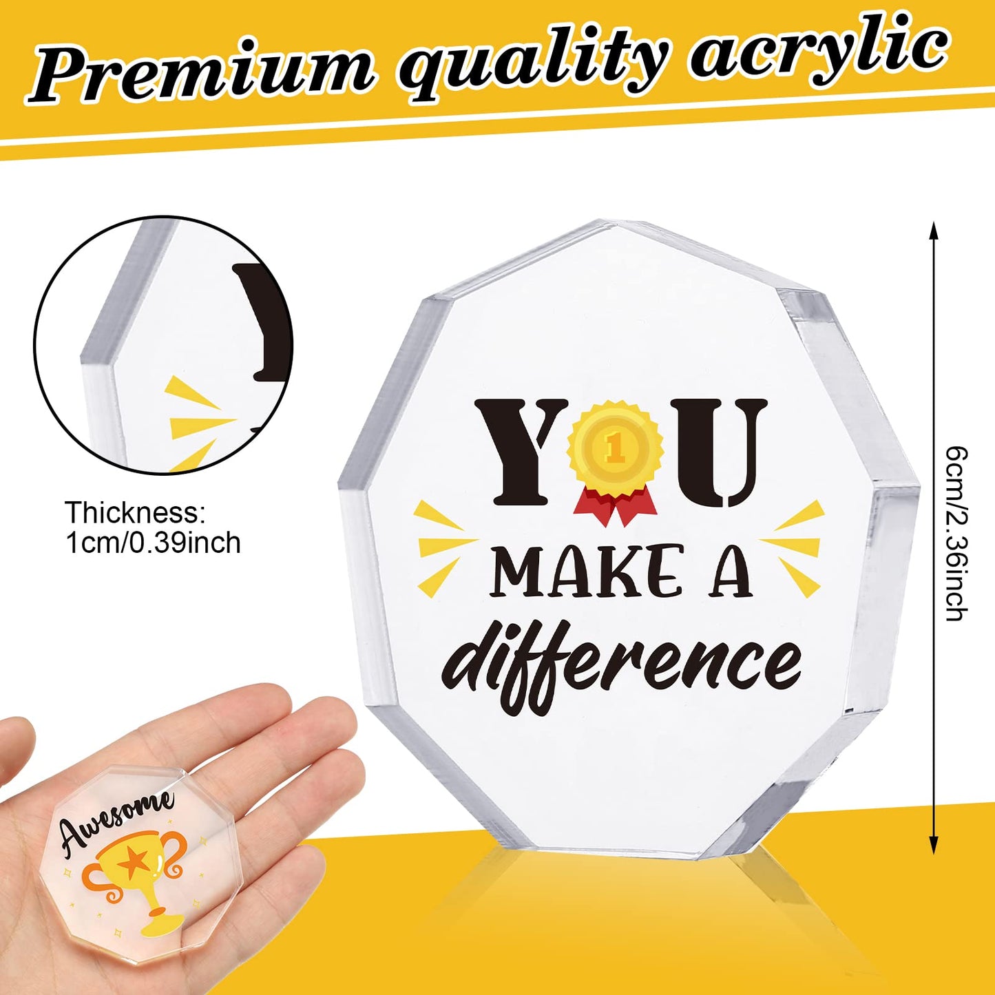 Janmercy 24 Pcs Appreciation Acrylic Awards Graduation Mini Trophies Bulk for Students End of Year Classroom Prizes Thank You Gifts for Graduation Party Office Team Volunteer Appreciation (Medal)
