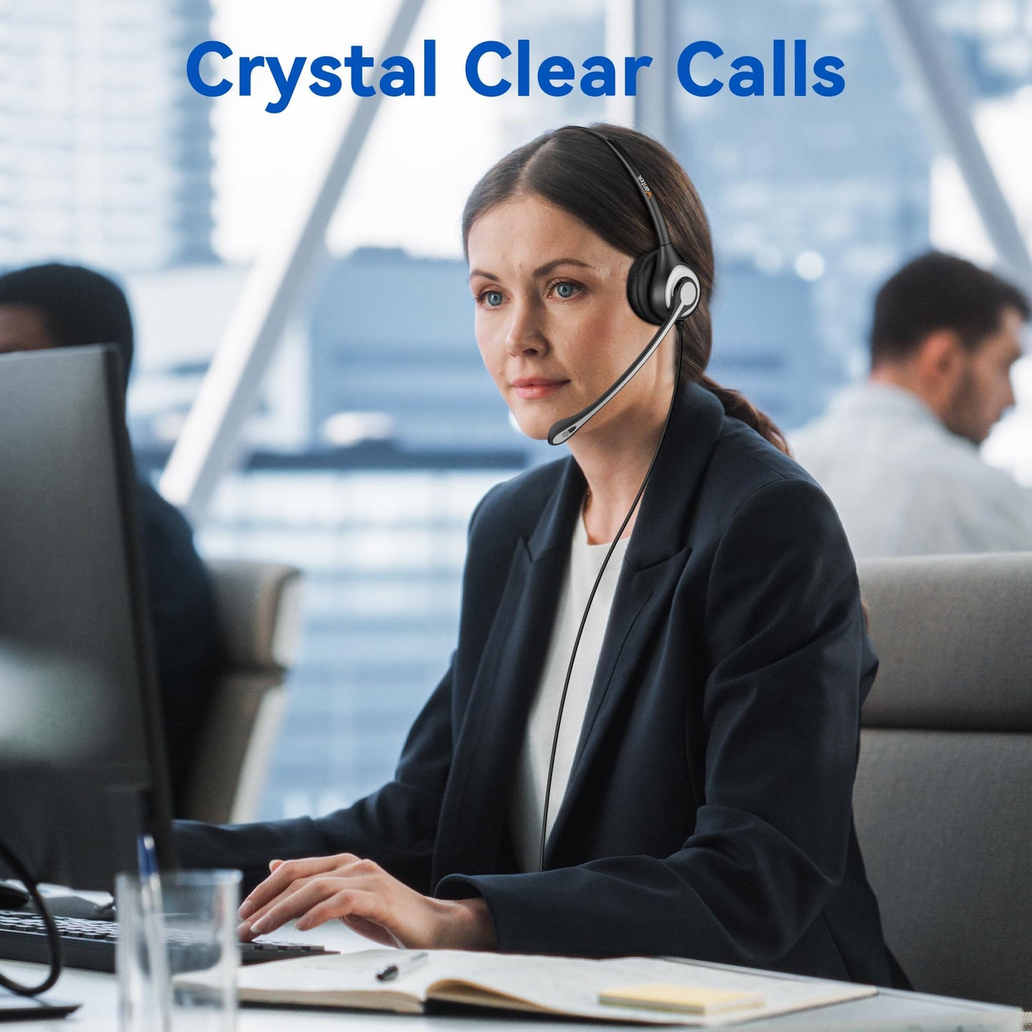 Wantek 2.5mm Telephone Headset Binaural with Noise Canceling Mic for Cisco Linksys SPA Grandstream Polycom Panasonic Zultys Siemens Gigaset Uniden AT&T Office IP and Cordless Dect Phones