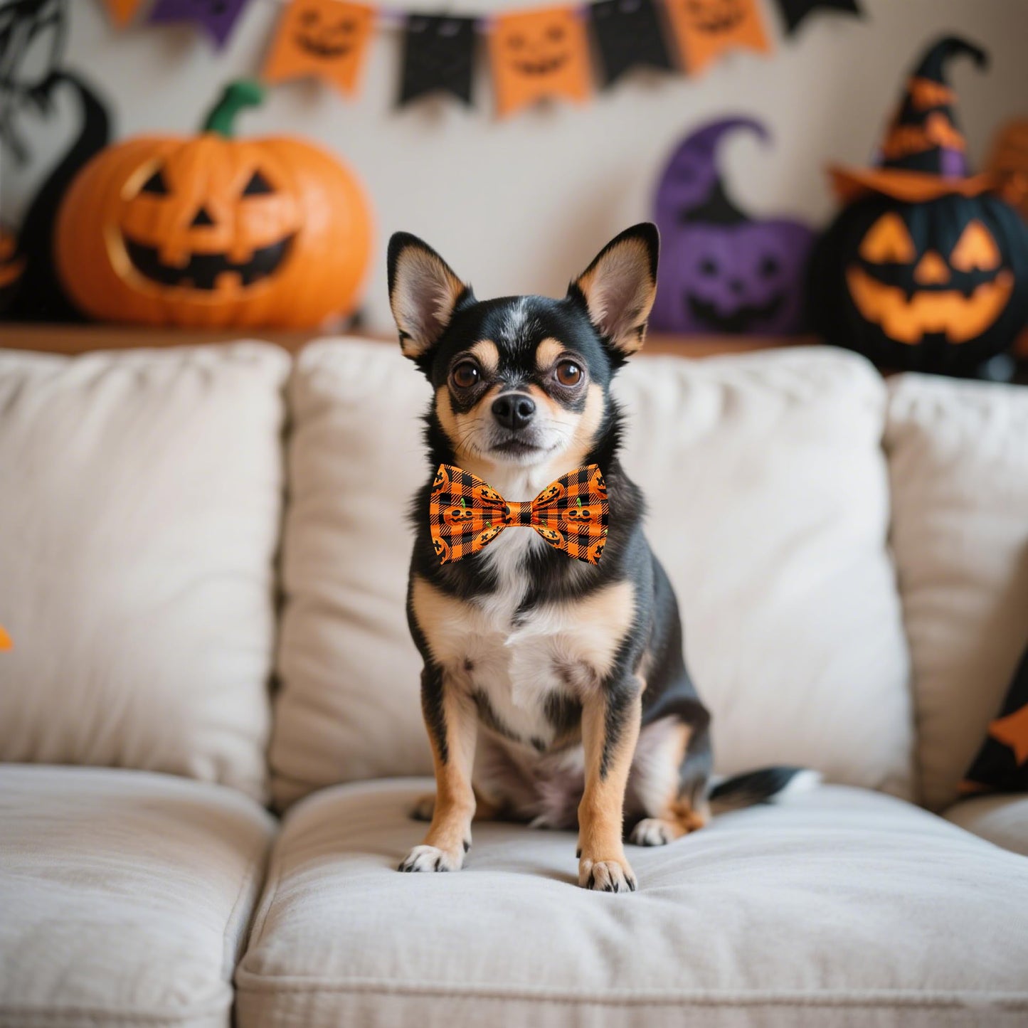 Pai Sence Halloween Dog Bow Ties for Small Dogs 30 PCS Dogs Bowties Bulk with Adjustable Ties Assorted Halloween Bow Ties Party Grooming S