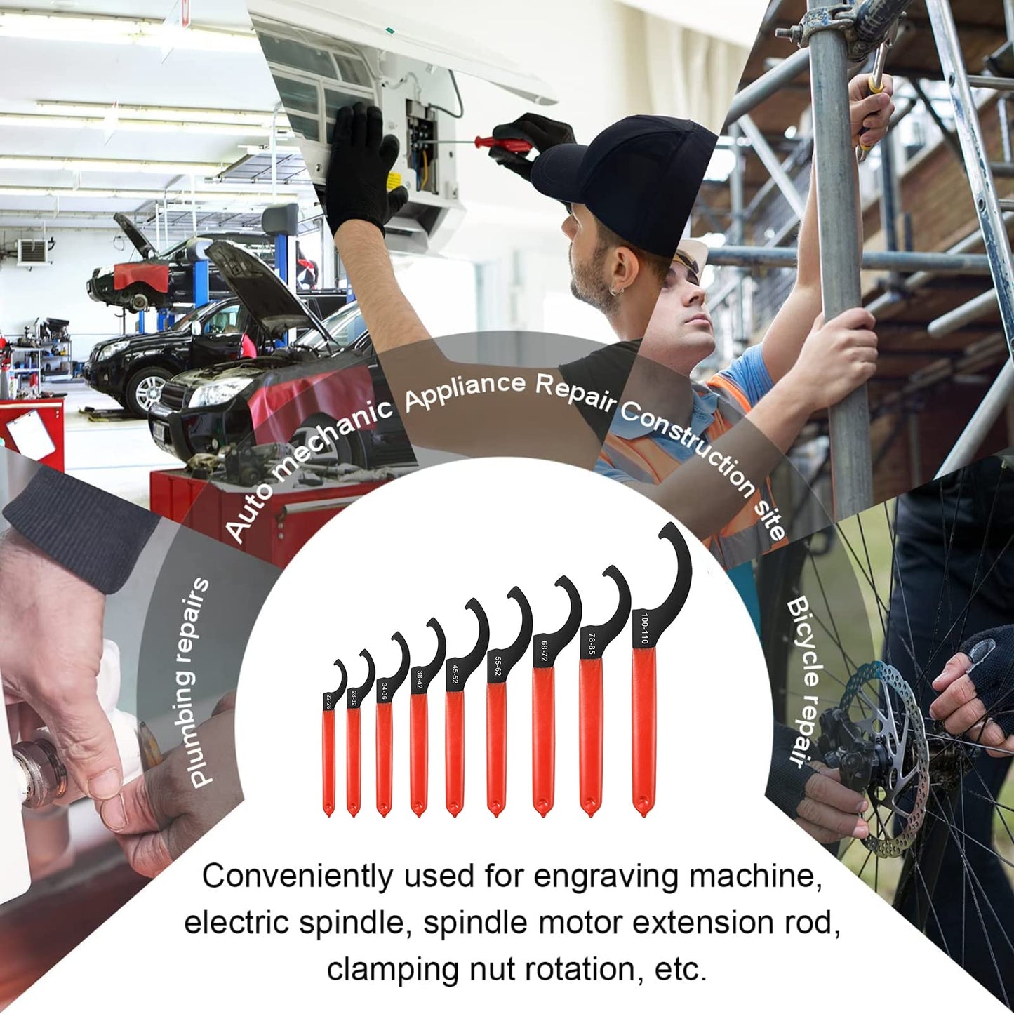 9 Pieces Universal Coilover Wrenches Tools Adjustment Shocks Spanner Wrench Set Heavy Duty Carbon Steel Coilover Wrenches for Suspension System and Shock Adjustments