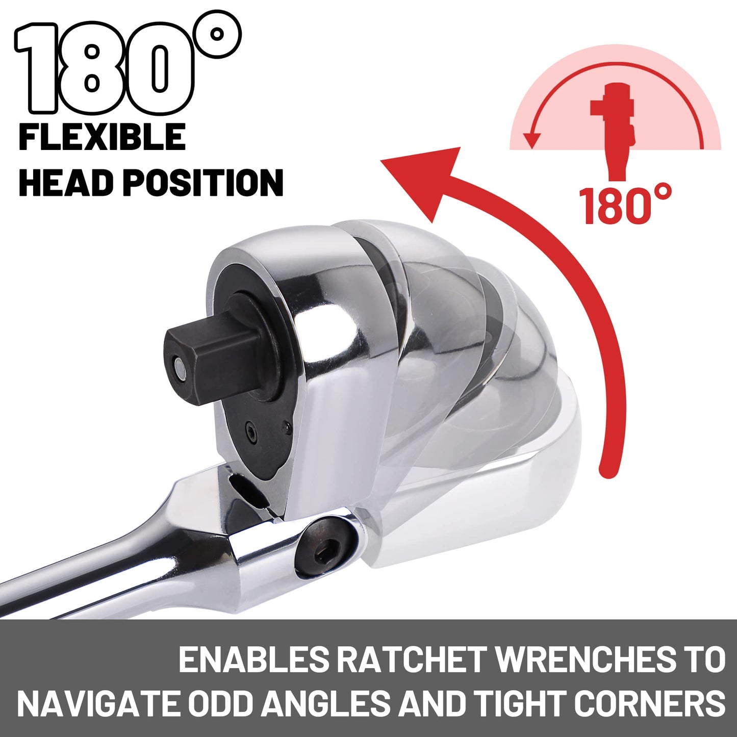 UYECOVE 1/2 3/8 1/4 Inch Drive Ratchet Set, 3Pcs Flex Head Ratchet Set, 72 Tooth Quick Release Flexible Swivel Head Socket Ratchet Wrench Set