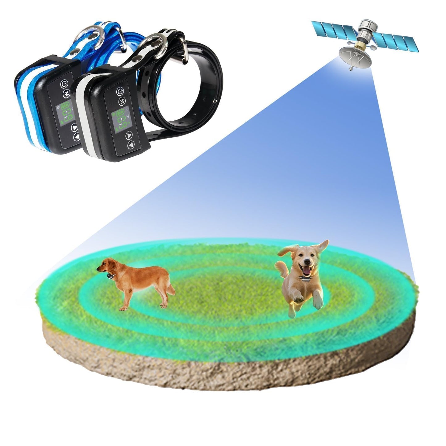Wireless Dog Fence GPS Pet Fence Electric Containment System, Adjustable Control Range Warning Strength, Wireless Charging Wireless GPS Dog Fence, Fully Sealed Waterproof Collar Receiver