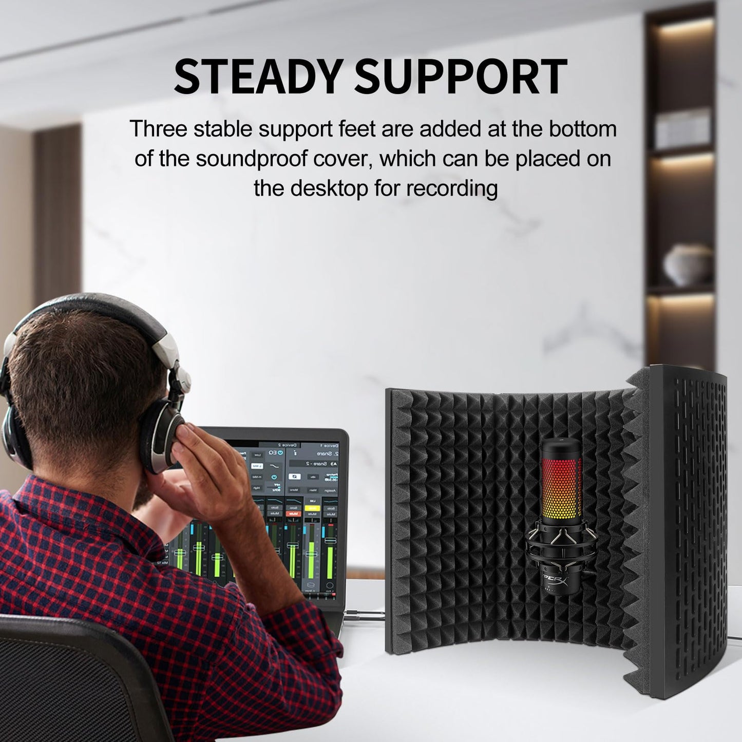 Aokeo Professional Studio Recording Microphone Isolation Shield,Suitable for Blue Yeti and Any Condenser Microphone Recording Equipment（AO-403）