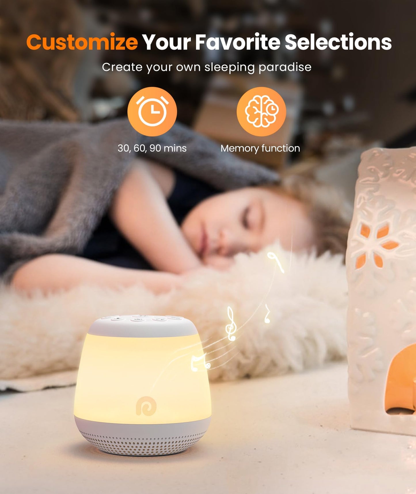 Dreamegg White Noise Machine - Portable Sound Machine Baby for Sleeping with 8 Adjustable Night Light, 24 Sleep Sounds for Baby Kids Adults, Timers & Memory Function Portable for Home Travel