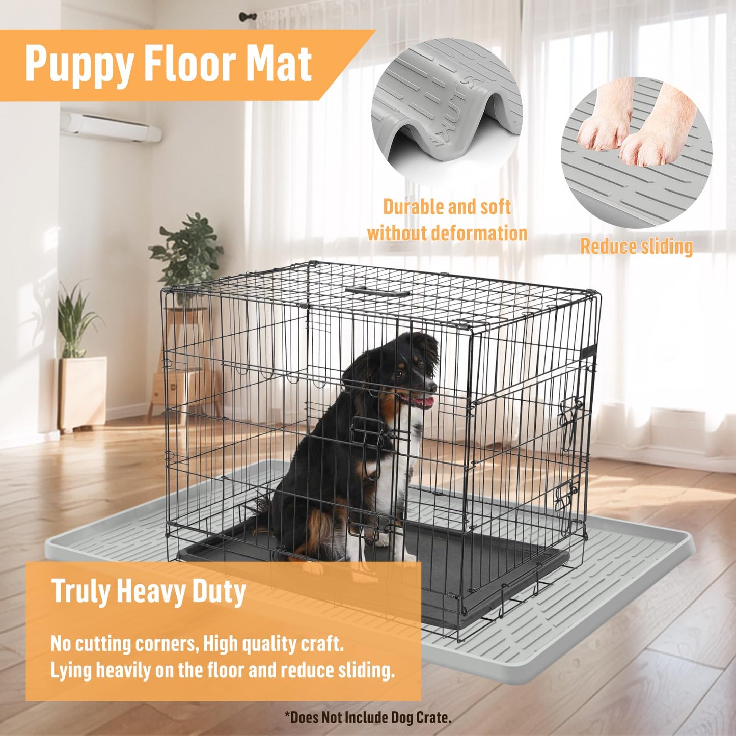 Bartuke Silicone Dog Crate Pad Liner, 117x81cm Pet Crate Mat for Dog Cages, Kennel Mat with Raised Edge, Waterproof, Leakproof, Easy to Clean