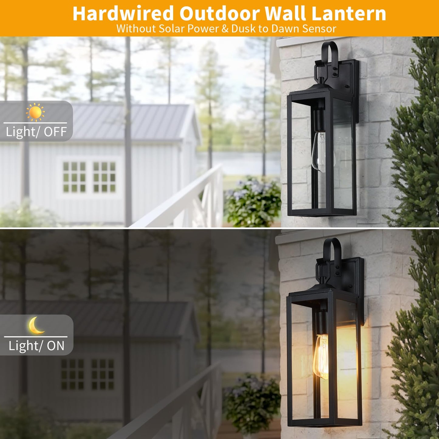 18'' Large Outdoor Wall Lights 1-Pack, Modern Black Exterior Lighting Fixtures, Waterproof Outdoor Sconces Porch Light for House Wall Mount, Farmhouse Wall Lanterns for Front Door, Garage