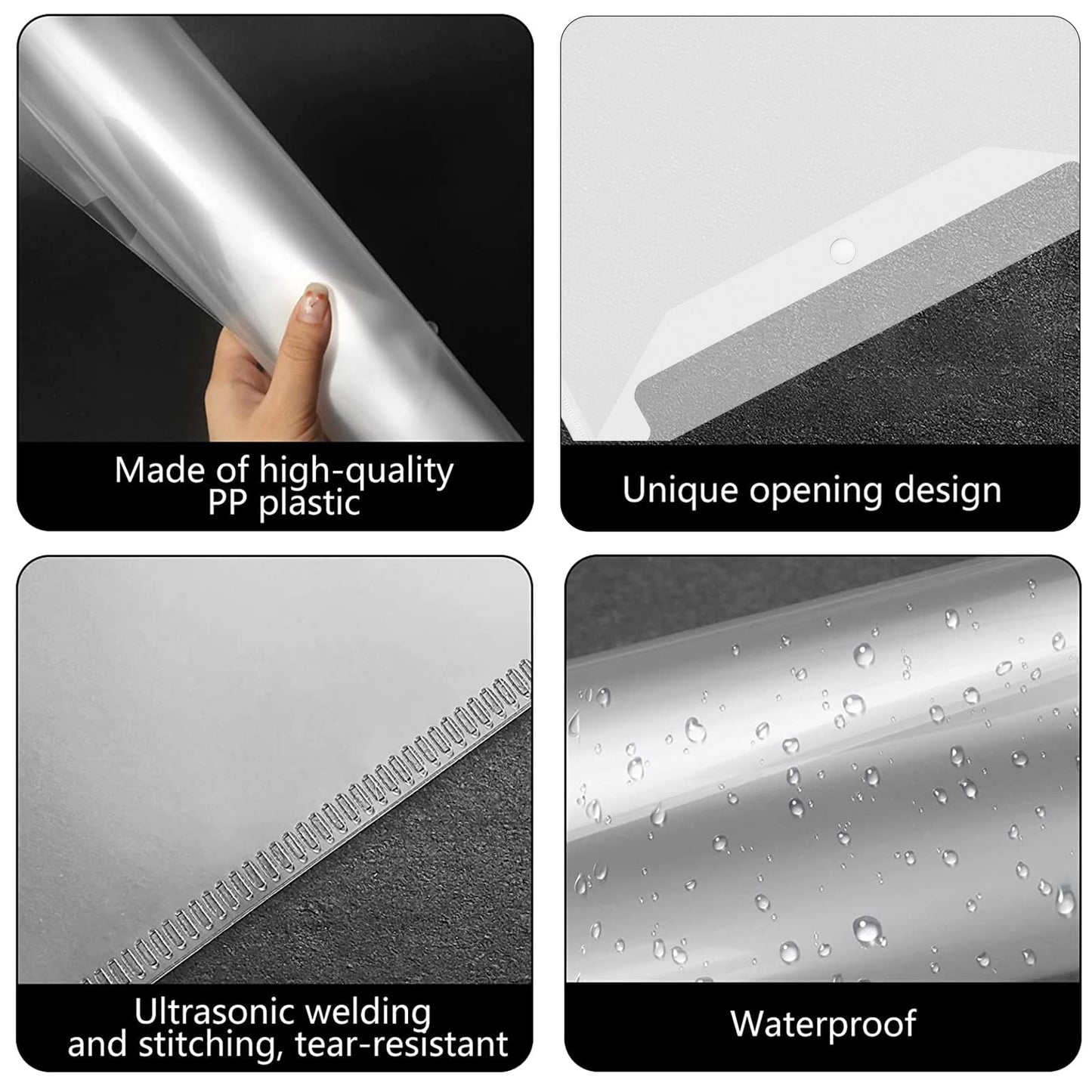 100 Pcs Clear Plastic File Folder,A4 Size Envelope Folder Poly Document with Snap Button Closure,Waterproof File Folders for School Home Office,11.5"x9.5"