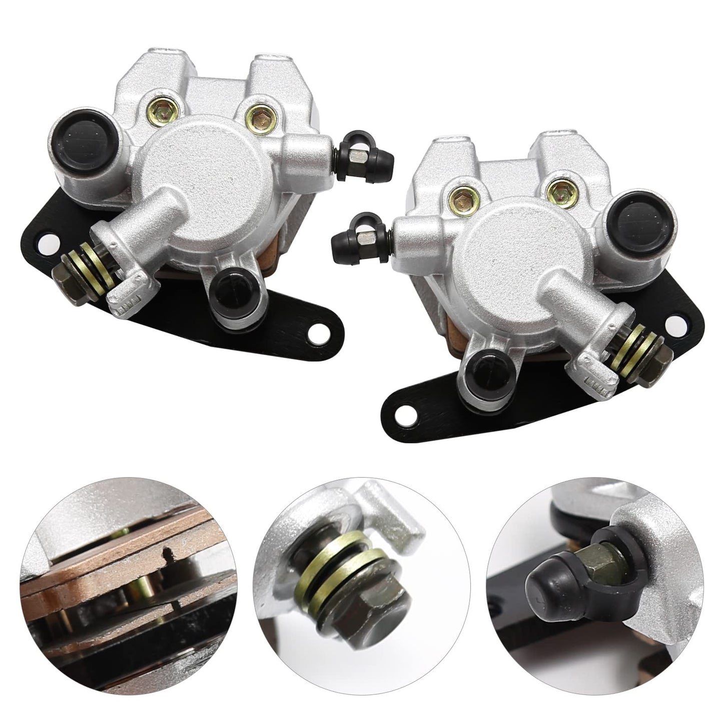 EATAKWARD Front Left & Right Brake Calipers & Pads 3GD-2580T-01-00 3GD-2580U-01-00 Replacement for Yamaha Banshee Big Bear Grizzly Kodiak Warrior Wolverine YFM 125 250 350 400 450 660 YFZ350 (Black)
