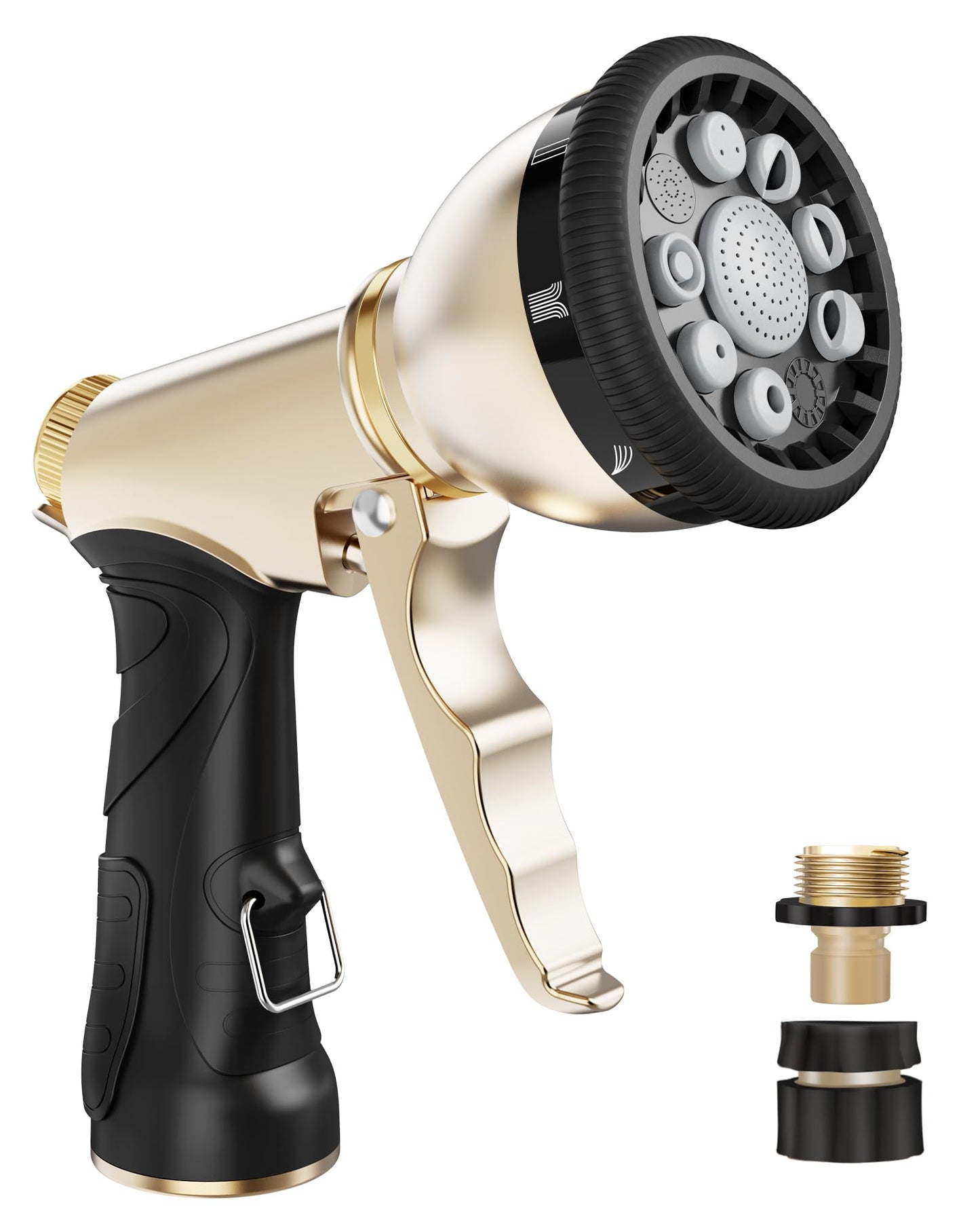 RAINPOINT Garden Hose Nozzle, 9 Spray Patterns Hose Sprayer Nozzle, Heavy Duty Metal Water Hose Nozzle, Adjustable Hand Sprayer, Watering Plants and Lawn, Pet Showering,Gray