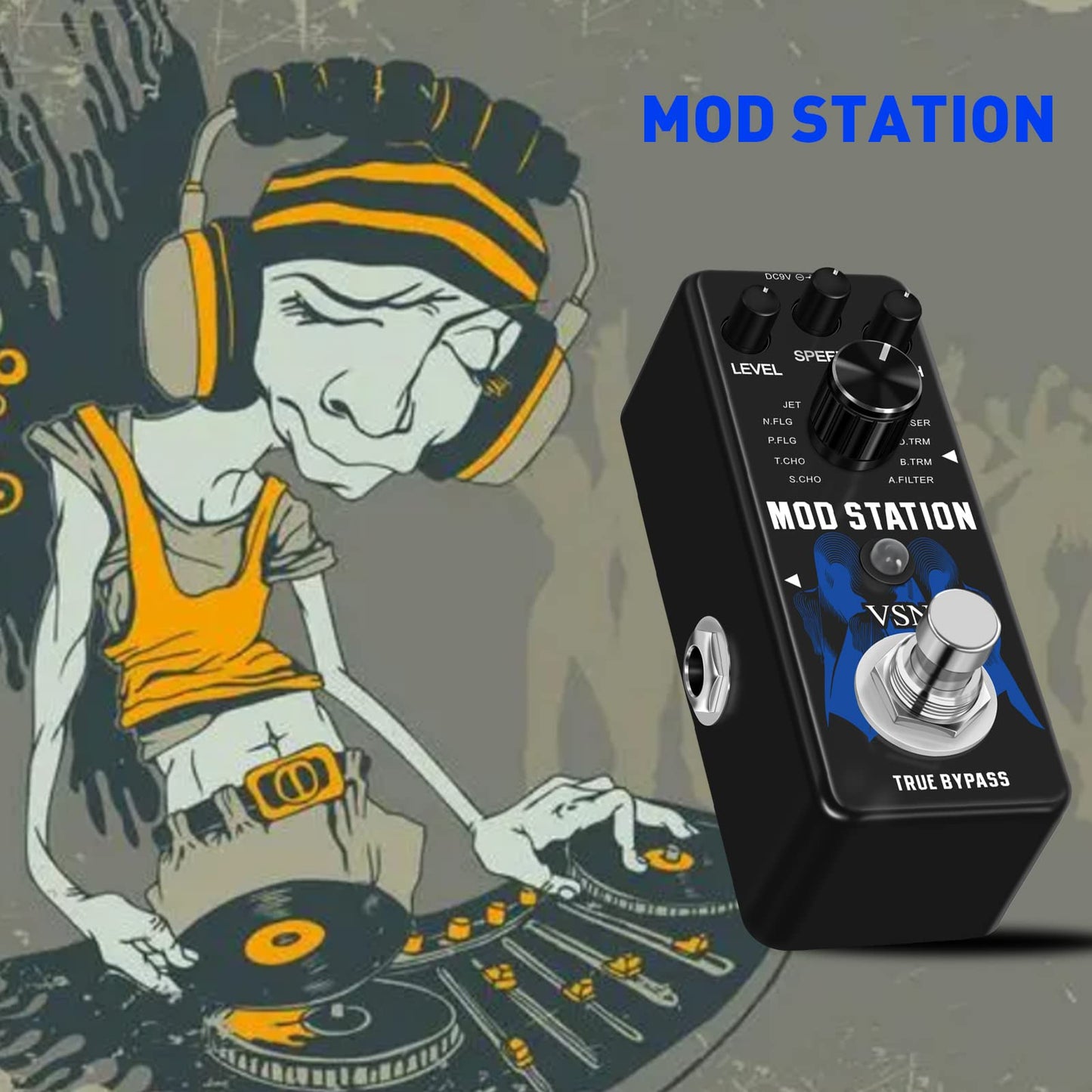 VSN Modulation Pedal for Electric Guitar Pedal Boards, 11 Effects Chorus Phaser Flanger Tremolo Vibroat Filter,11 Modulation Modes, True Bypass