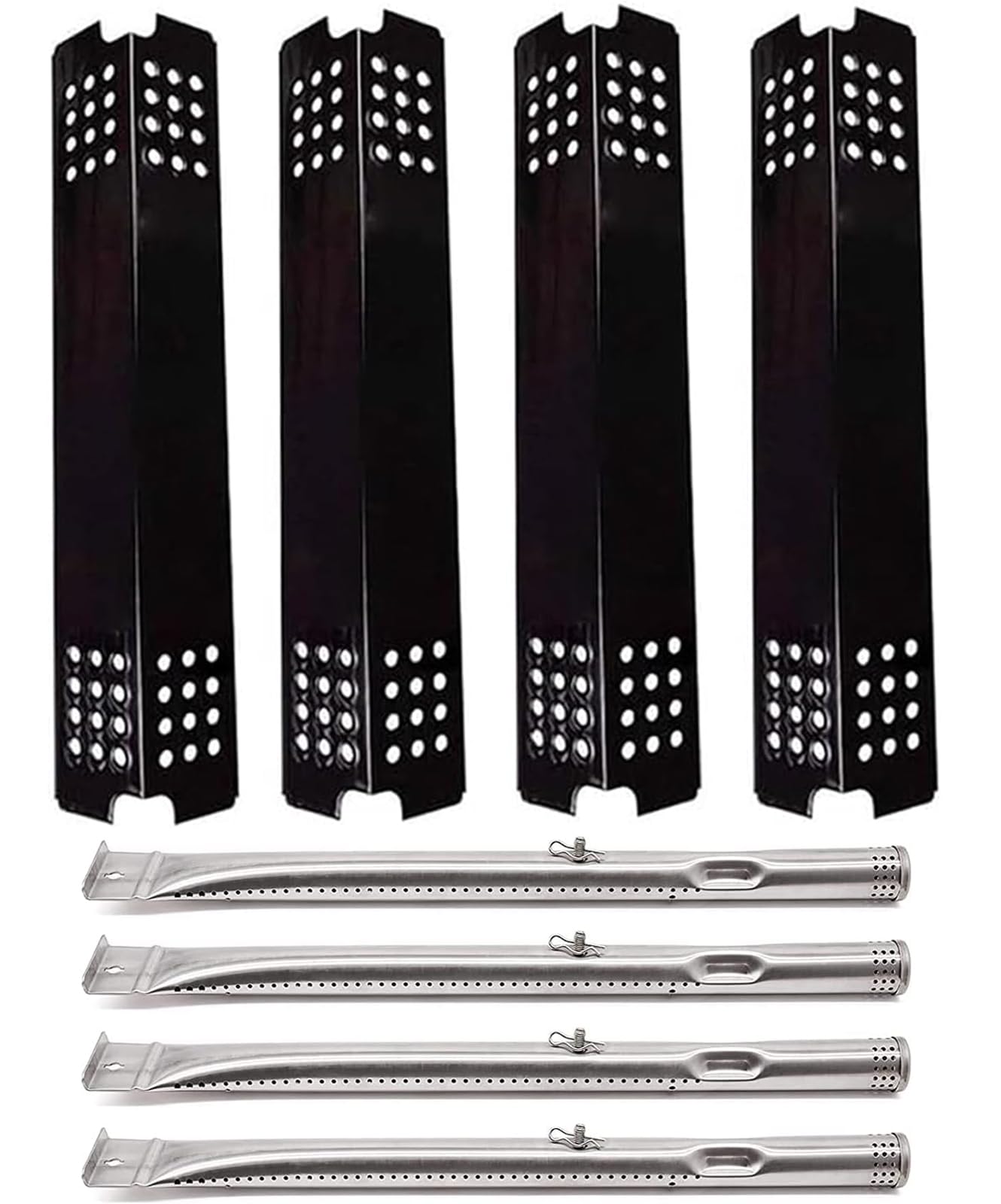 BBQ Future Replacement Parts for Master Chef G45308 G45323 G45308 G45311 G45306, G45309 45307 Gas Grill, BBQ Heat Shields Heat Plates Grill Burner Crossover Tubes, 4 Set