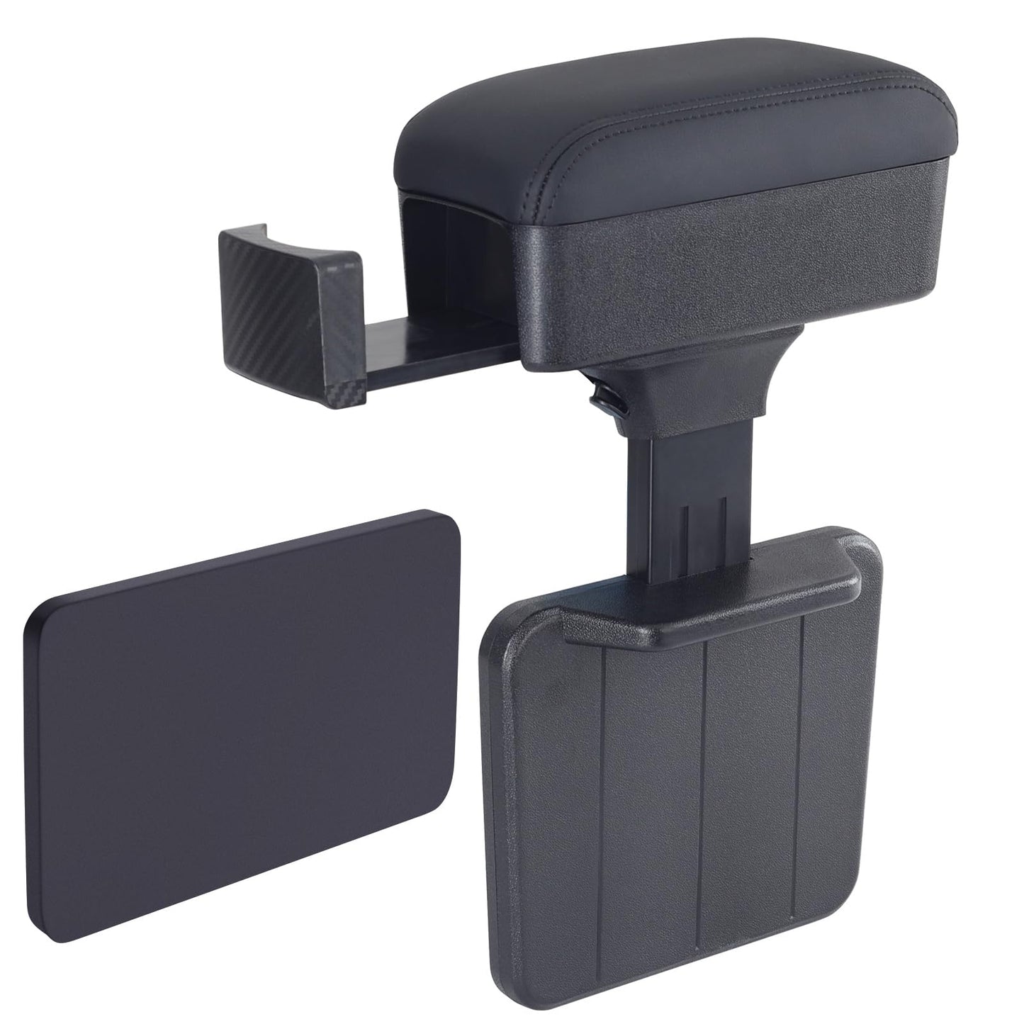 Car Armrest Storage Box with Cup Holder, Adjustable Height Elbow Support Arm Rest Box Pad, Center Console Organizer for Most Vehicles