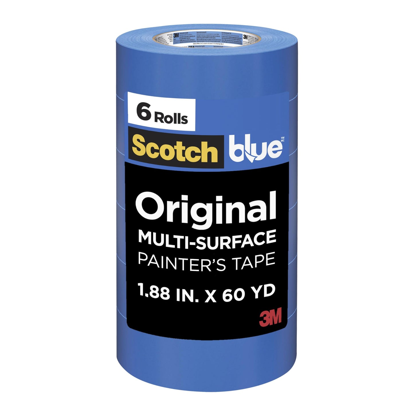 ScotchBlue Painter's Tape Original Multi-Surface, 1.88-Inch x 60-Yard, Contractor Pack, 6 Rolls