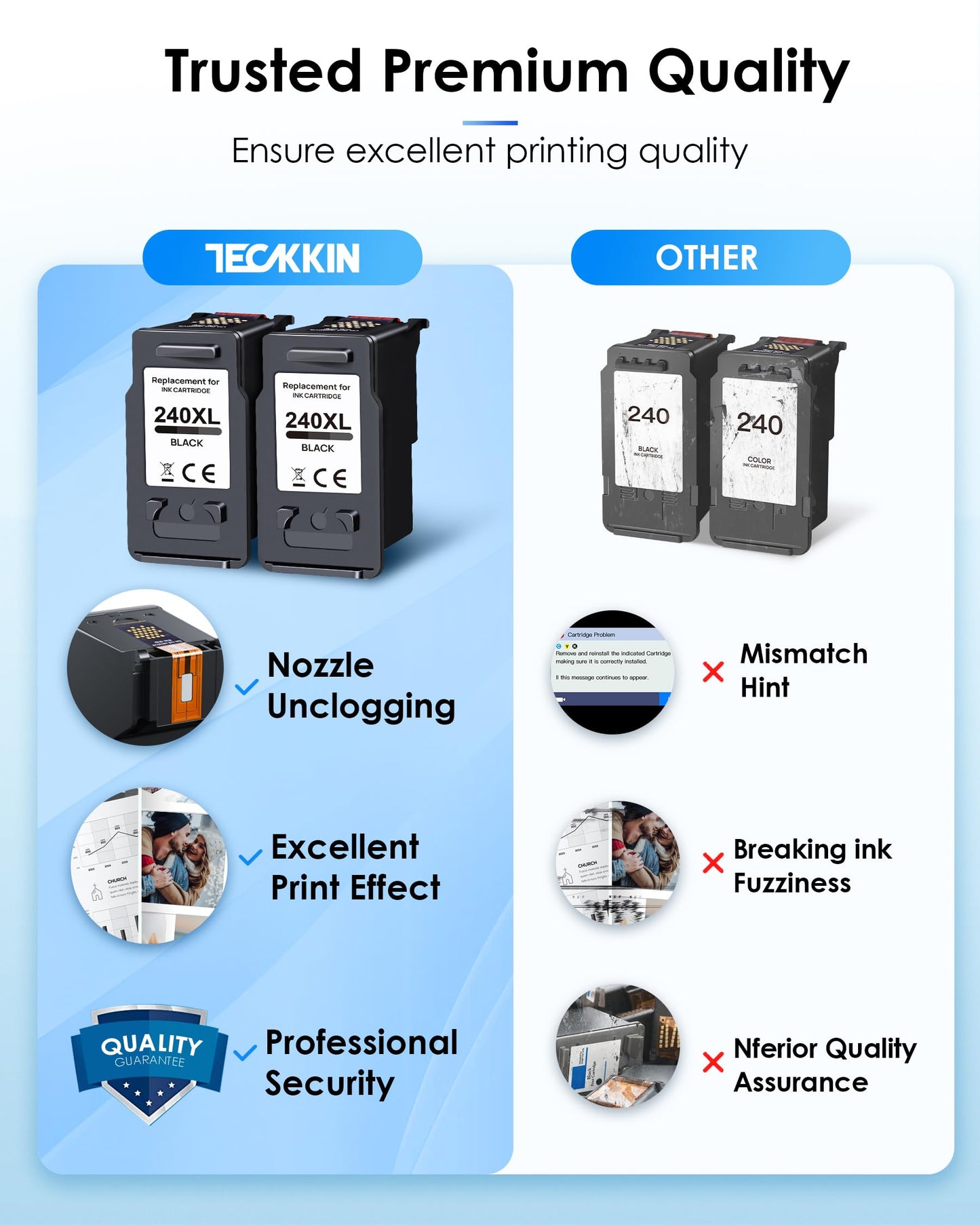 2 Pack Black 240XL Ink Cartridge Compatible Replacement for Canon 240XL PG-240XL 240 Black Ink use with PIXMA MG3620, TS5120, MG2120, MG3120, MG4120, MG2220, MG3220, MG3520 Printer