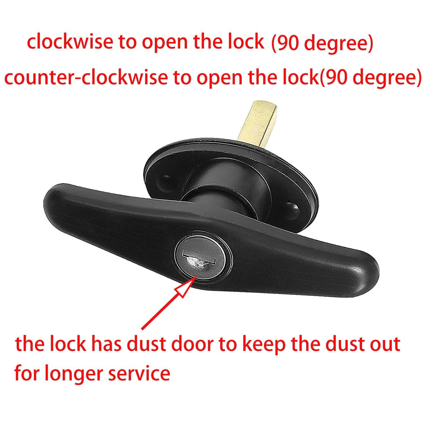 Wedelweib Matching T-Handles Lock Set Locking T-Handle Set for Truck Camper Shell with Dust Cover -2 Pack clockwise and Counter-clockwise with 4 Keys and Hardware（Key Alike）