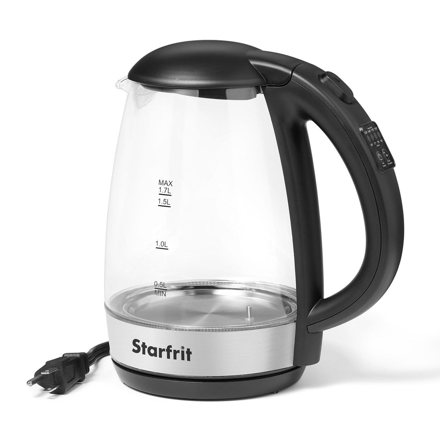 Starfrit Electric Variable Temperature Control Glass Kettle - 1.7L - 5 Preset Temperature Settings - 1500W