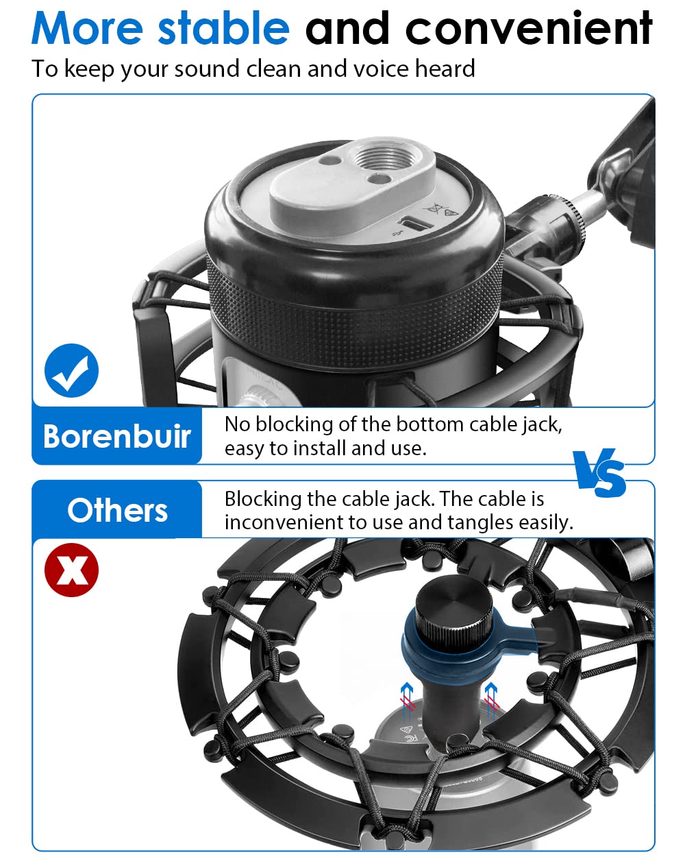 [Newest &Ultra-Durable] Microphone Shock Mount with Pop Filter [Custom Built for Blue yeti Mic] Anti-Vibration Suspension Shock Mount Holder Clip Compatible with Blue Yeti Microphones