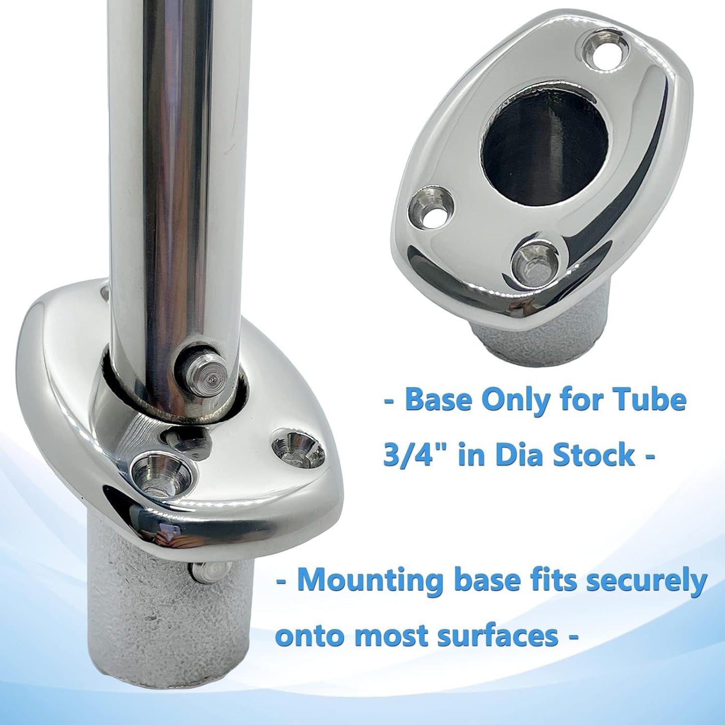 24" L Boat Flag Pole & Mount Base, Marine Deck Socket Rod Holder Bracket Kits for Yacht Ship Truck Yard, Fits 3/4" ID Tube