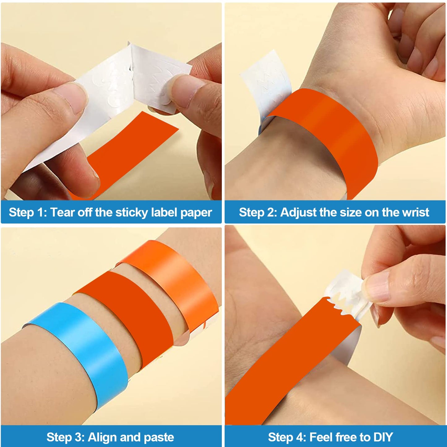 2400pcs Neon Wristbands, Colorful Waterproof Paper Bracelets, Waterproof Disposable Wristbands for Events Party Music Festivals Concert Exhibitions