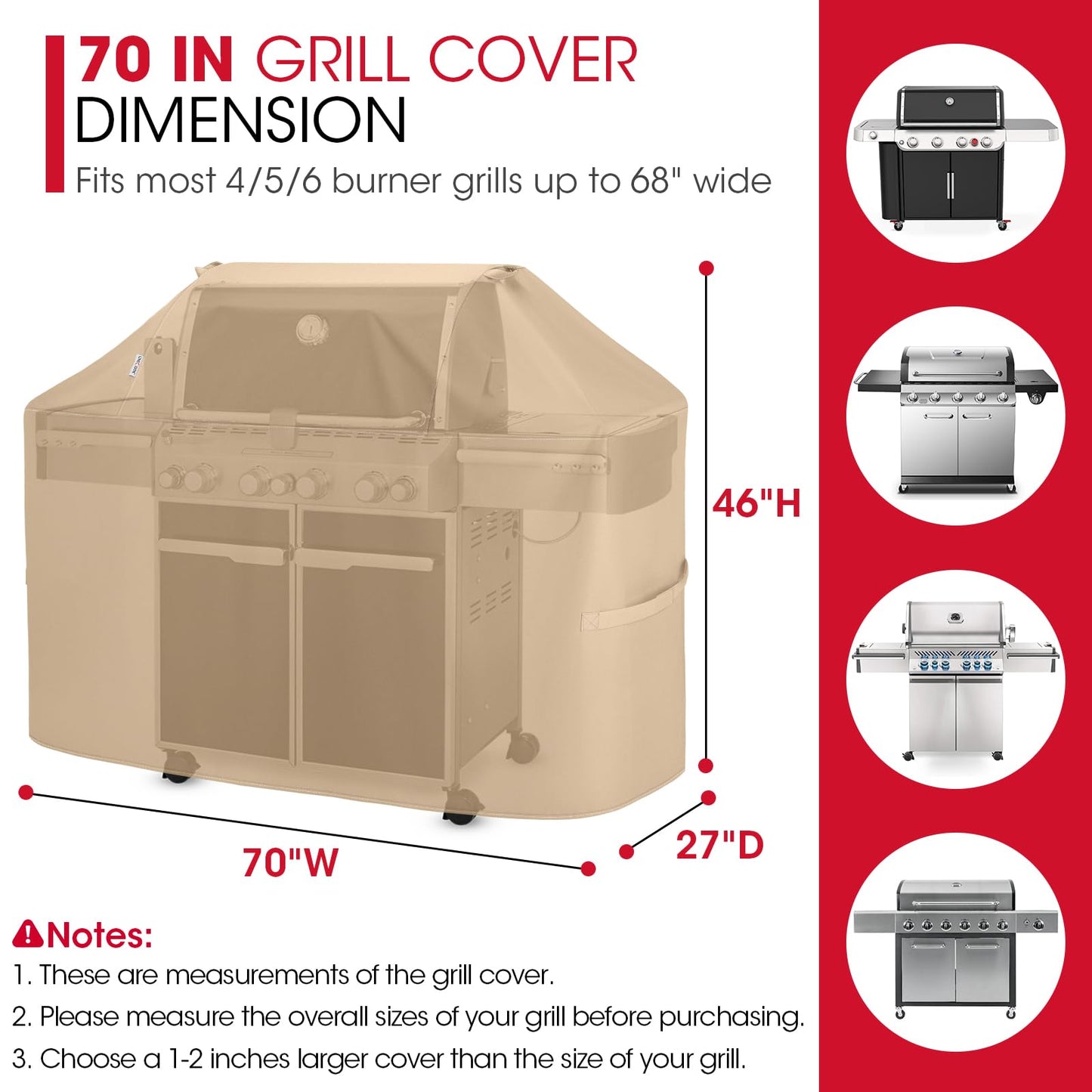 Unicook 70” Grill Cover, Light Brown