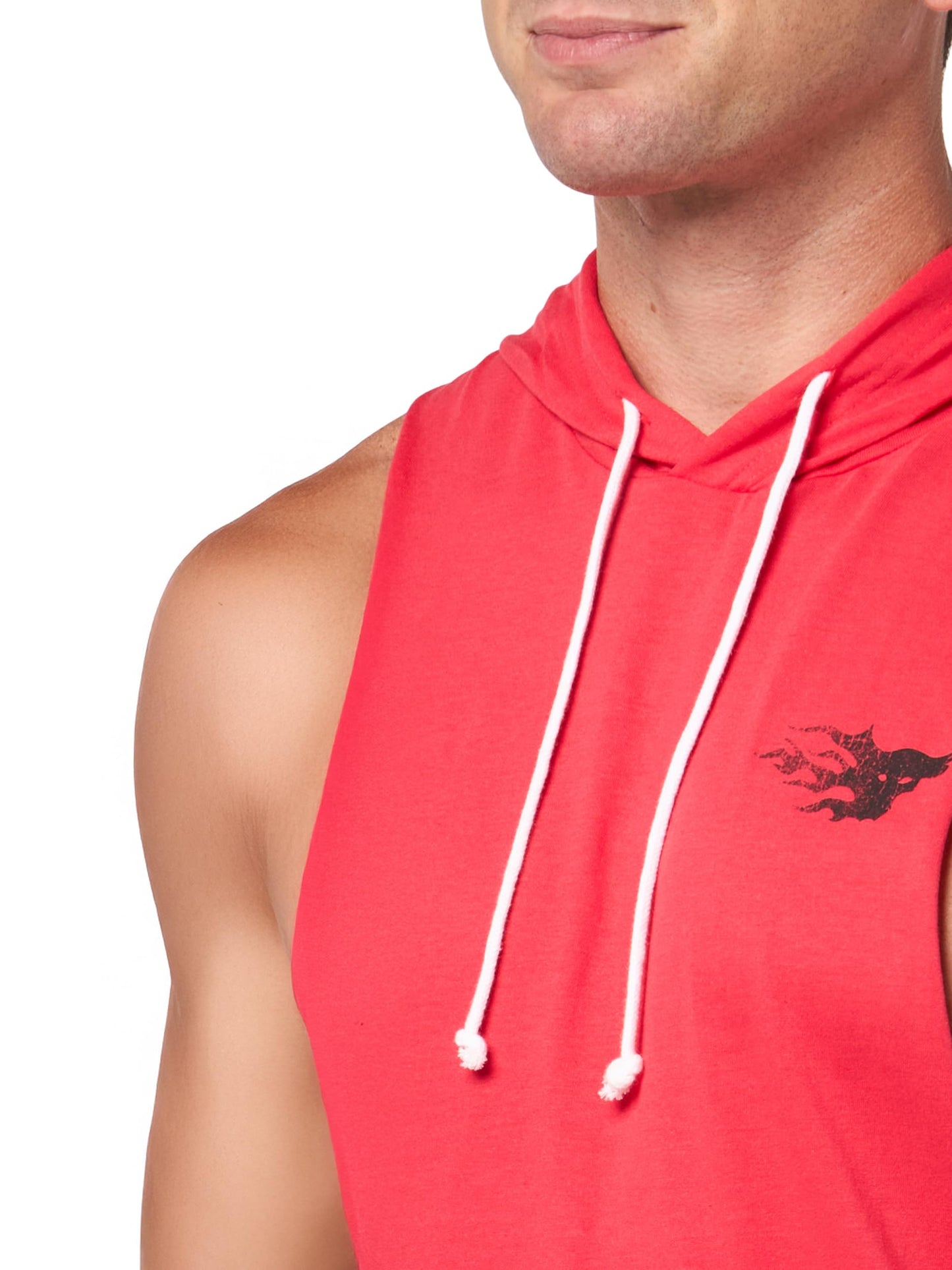 Under Armour Men's Project Rock Sleeveless Hoodie, (989) Lava Red / / White, Medium