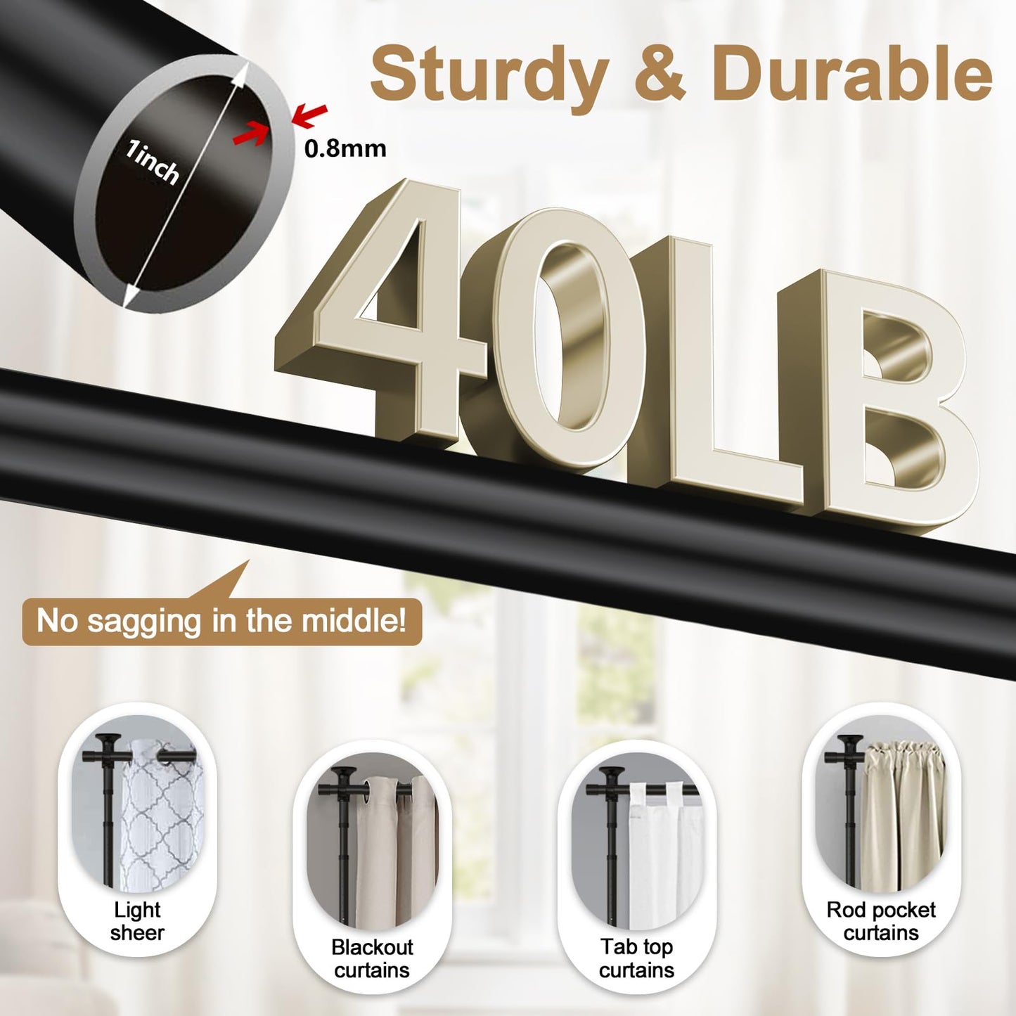 Room Divider Curtain Rod, 28-171inch(W) 4-10ft(H) Adjustable Curtain Rod divider for Room Separation, Heavy Duty Floor to Ceiling Wall Divider Hanging Room Dividers Partition Space Separator Black