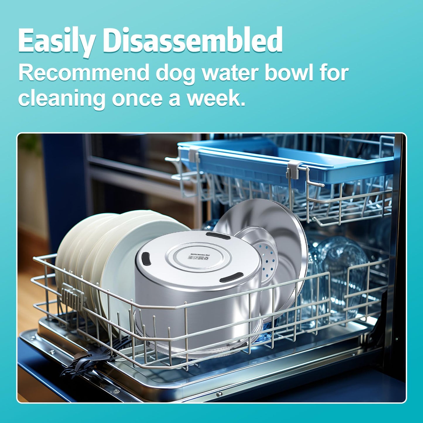 5.6L No Spill Dog Water Bowl, 1.5 Gallon Slow Water Bowl for Dogs, Spill Proof Slow Water Bowl for Messy Drinkers, Stainless Steel Dog Bowl with Anti-Slip Mat
