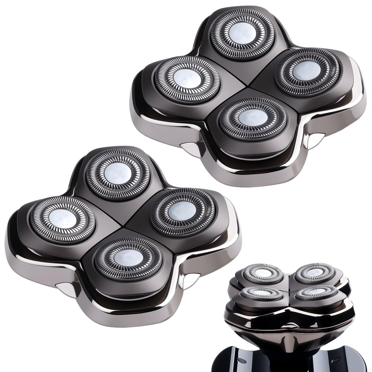 2Pack Pro 4 Shaver Replacement Heads for Skull Pitbulls Gold PRO, Silver PRO, Platinum PRO, Butterfly Kiss PRO Head Shavers, Electric Shaver Half Head for Men/Women (2 PACK FOUTE)