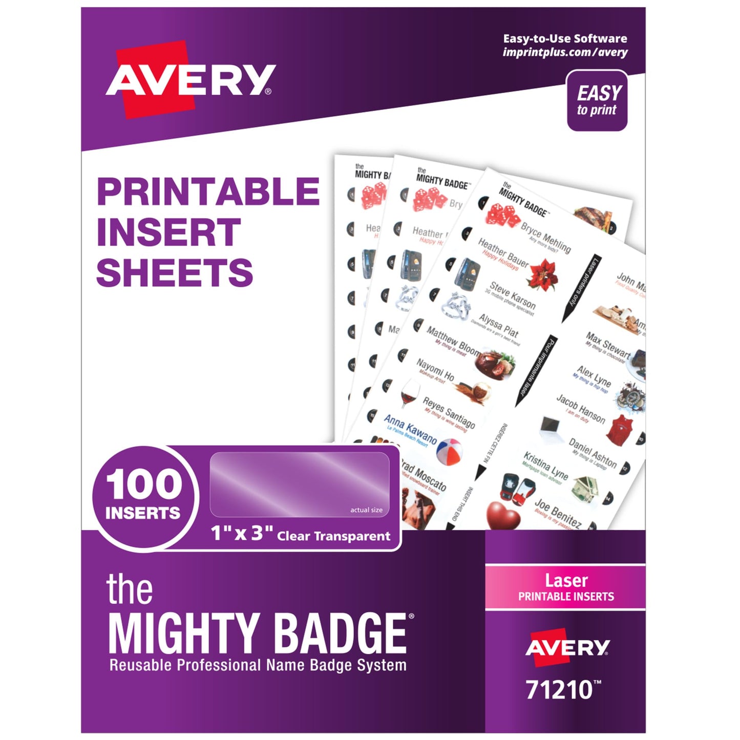 The Mighty Badge Insert Refills, 1" x 3", Clear, Laser