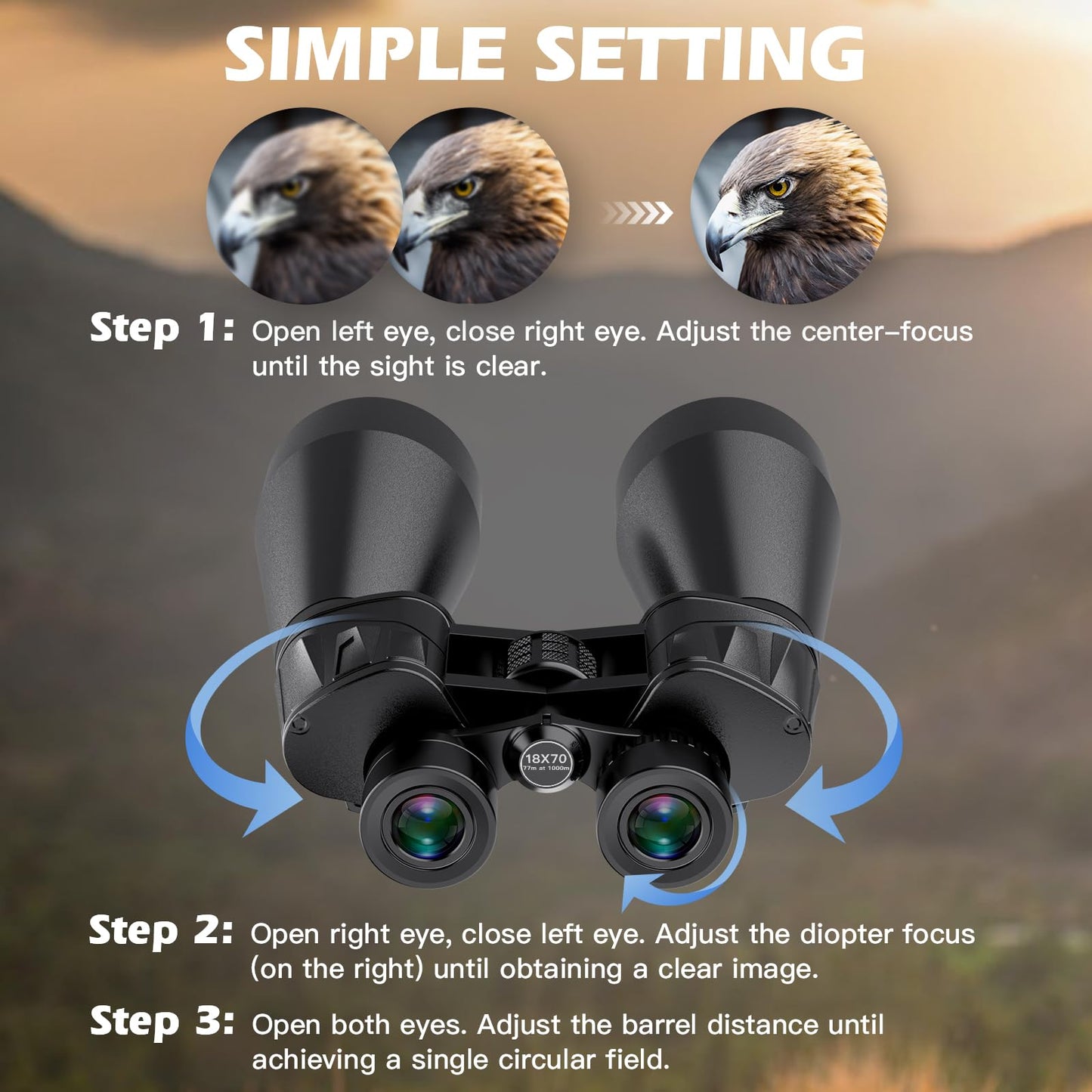 18X70 High Power Binoculars for Adults-Outdoor and Astronomy Binocular,Large Aperture for Long Distance Viewing with Smartphone Adapter Mount and Binocular Tripod Adapter