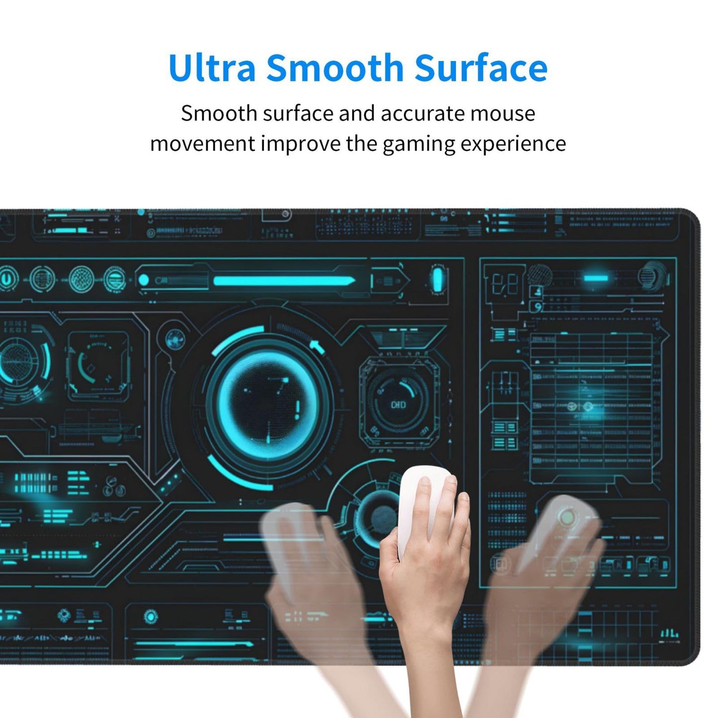 ZOCOZY Large Extended Gaming Mouse Pad, (48" x 24") Big Desk Matt for Desktop, Waterproof Computer Keyboard Mat for Esports Pros/Gamer/Desktop/Office/Home-Cyberpunk Black and Blue