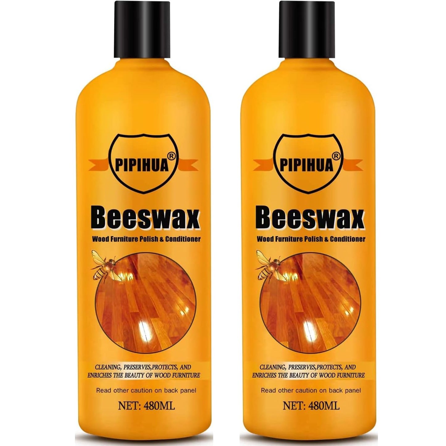 PIPIHUA Beeswax Furniture Polish Wood, Natural Wood Oil Colourless for Furniture Care & Protection for Interior and Exterior 480ml, 2Pack