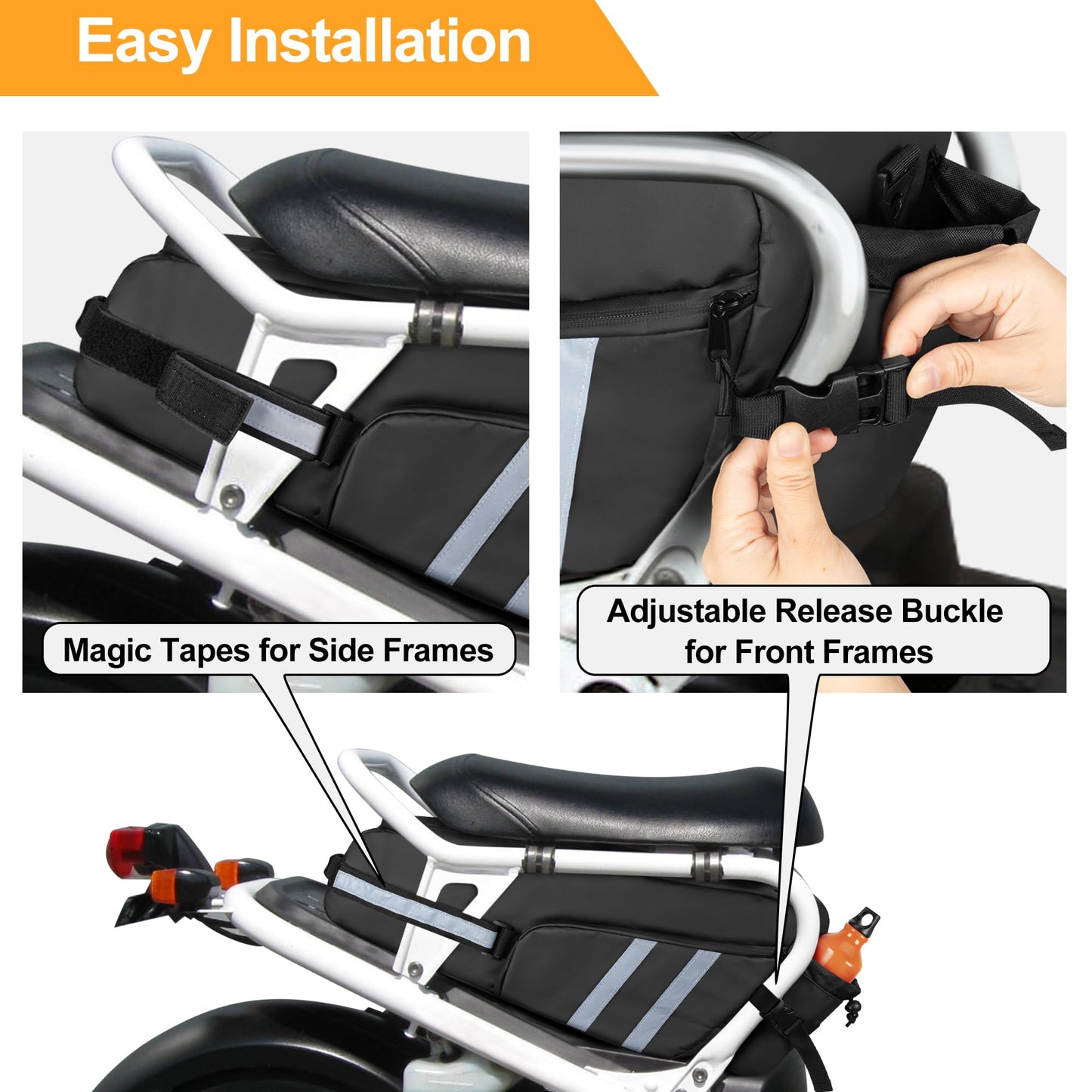 HODRANT Waterproof Under Seat Bag Compatible with Honda Ruckus 2010-2024 Scooter, Cling to Side Frame Box Scooter Under Seat Storage Organizer with Shoulder Strap for Motorcycle Accessories, Bag Only