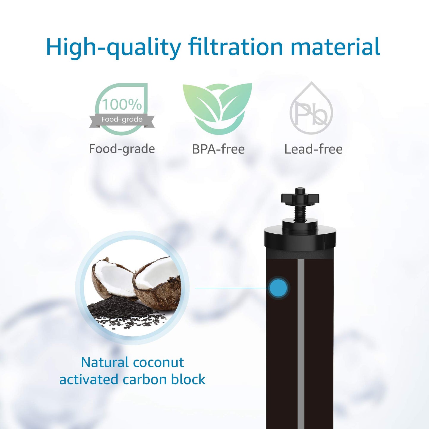 AQUA CREST Gravity Water Filter, Replacement for Berkey® BB9-2® Black Carbon Filter, Compatible with Purewell®, ProOne®, Waterdrop Gravity Water Filter System, NSF/ANSI 42&372 Certified, 2 Pack