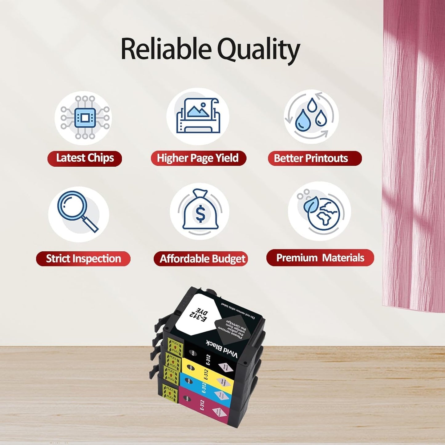 312XL Ink Cartridges Combo Pack Replacement (4-Pack, B/C/M/Y) Compatible 312XL 312 Ink Cartridges Remanufactured for Epson Expression Photo XP-15000 XP-8700 XP-8600 XP-8500 Inkjet Printers