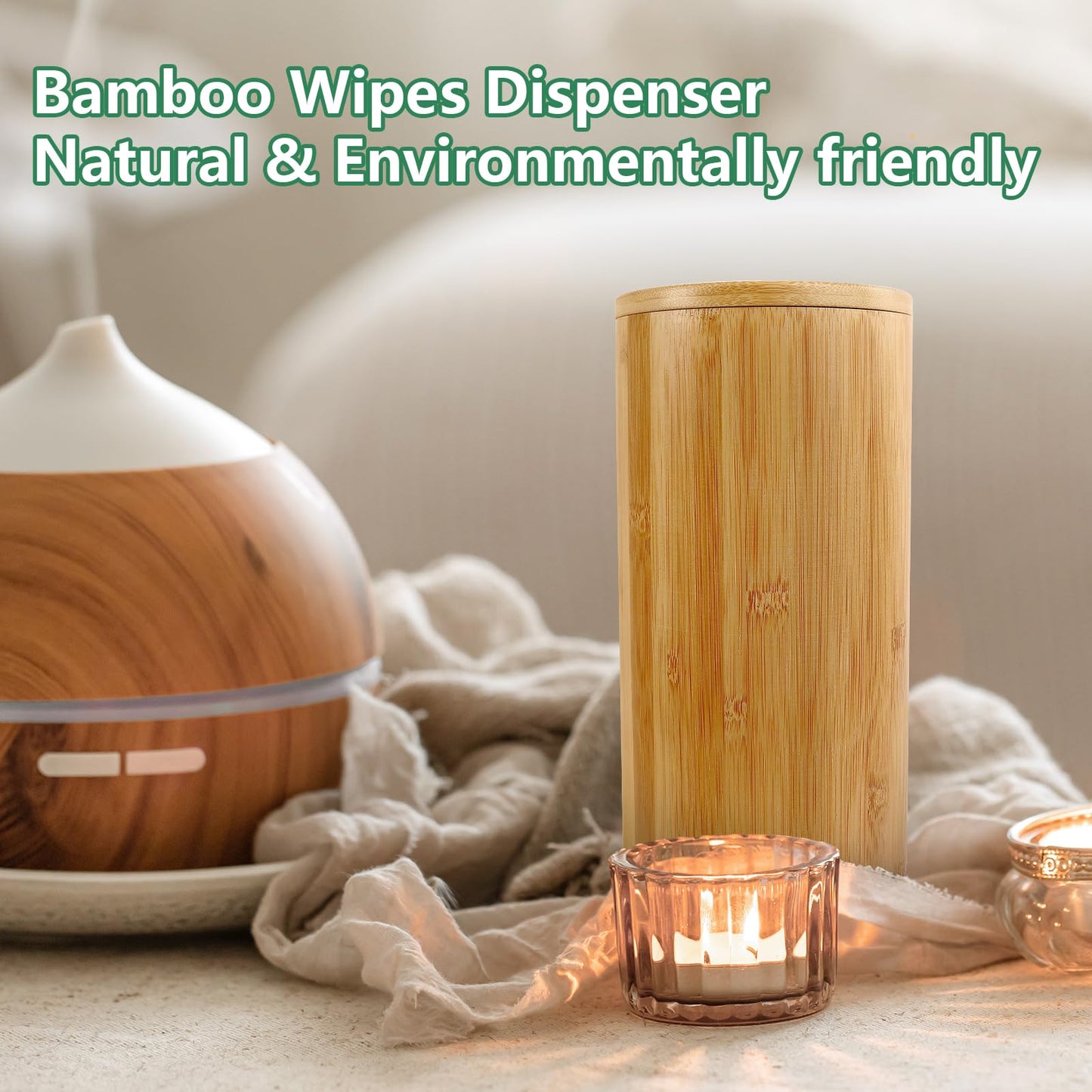 Axcoix Bamboo Wipes Dispenser Container, Disinfecting Wipes Container Holder Fit for Disinfecting Wipes, Flushable Wipes Dispenser for Bathroom Kitchen Home