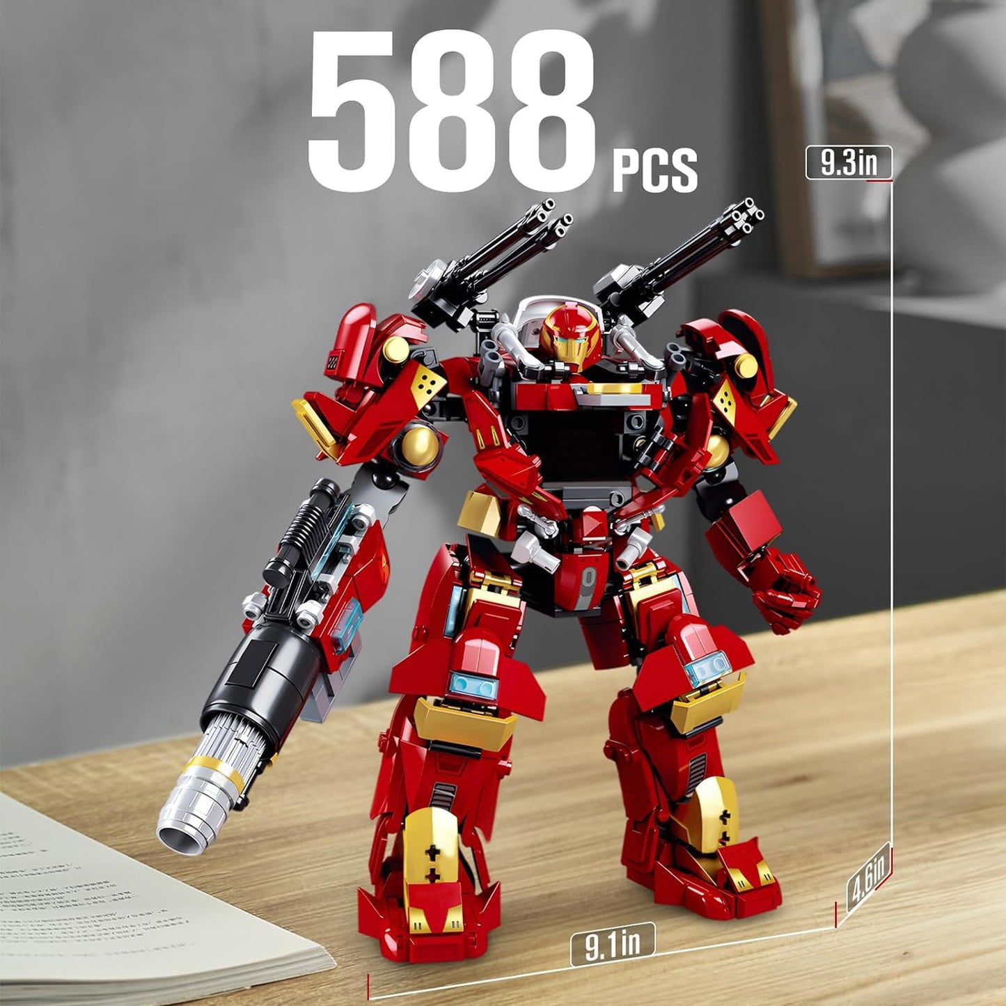 HIGH GODO Mech Robot Transforming Building Blocks Set for Adults,City Warrior Justice Hero Soldier Mech Model Building Kit, Cool Creative Robots Toys Gift for Teens Boys, 588 PCS
