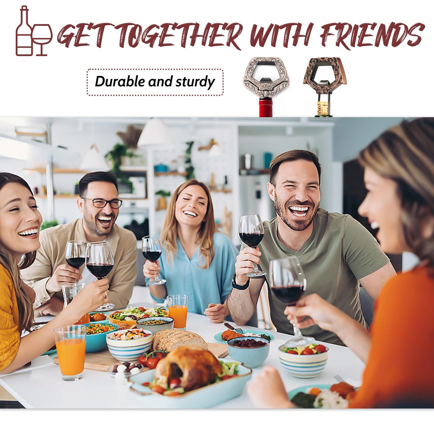 KERHAND 3 in 1 Ah So Two Prong Wine Opener & Cork Remover,It Can Remove The Older and Fragile Wine Corks so Easy for Connoisseurs to Uncork (Copper)