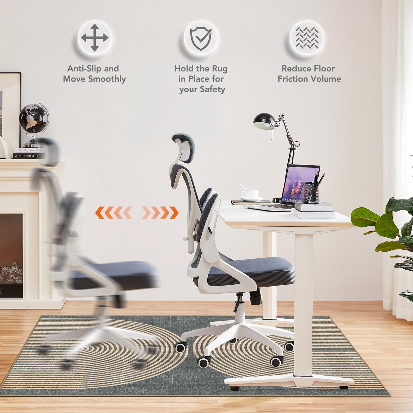 Office Chair Mat for Hardwood Floor & Tile Floor, 36"X 48" Heavy Duty Desk Chair Mat for Hard Floors, Under Desk Rug for Rolling Computer Chair,Anti Slip,Low Pile Carpet Protector-Geo Grey
