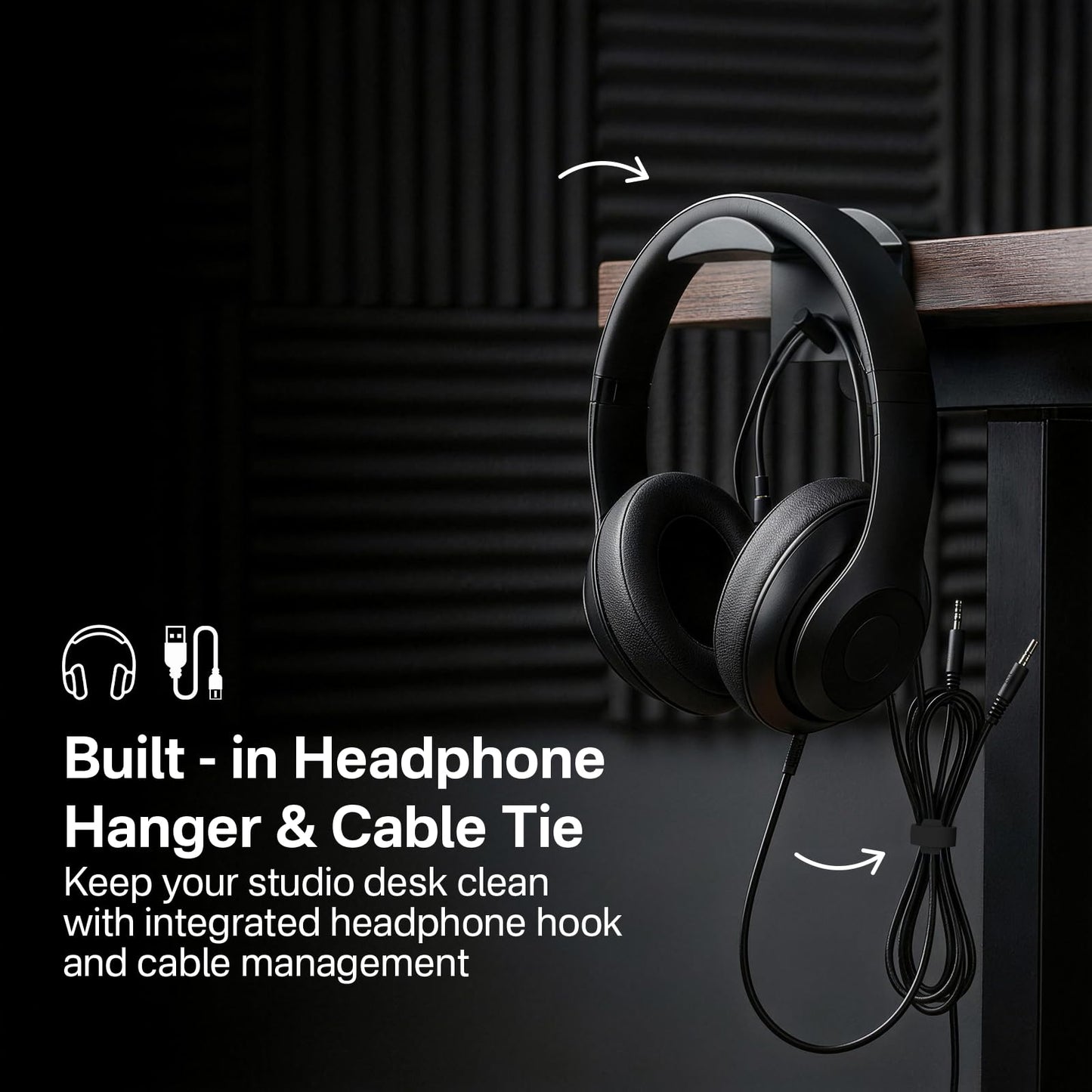 Studio Monitor Stands for PreSonus, JBL Nano K and More Monitor Speaker Stands, Adjustable Height & Tilt & Swivel Desk Bookshelf Speaker Stands for KRK, Klipsch, Polk and More Wr Headphone Holder