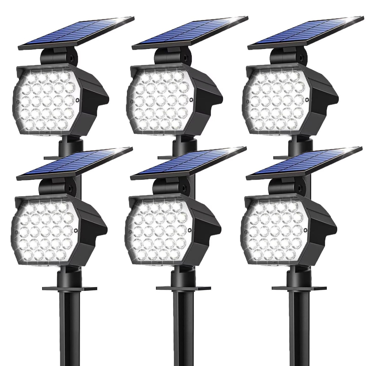Solar Spot Lights Outdoor,Solar Lights Outdoor 23 LED 3 Lighting Modes Auto ON/Off Solar Spotlights, IP67 Waterproof for Garden, Yard and Outside Landscape 6 Pack (Cool White)