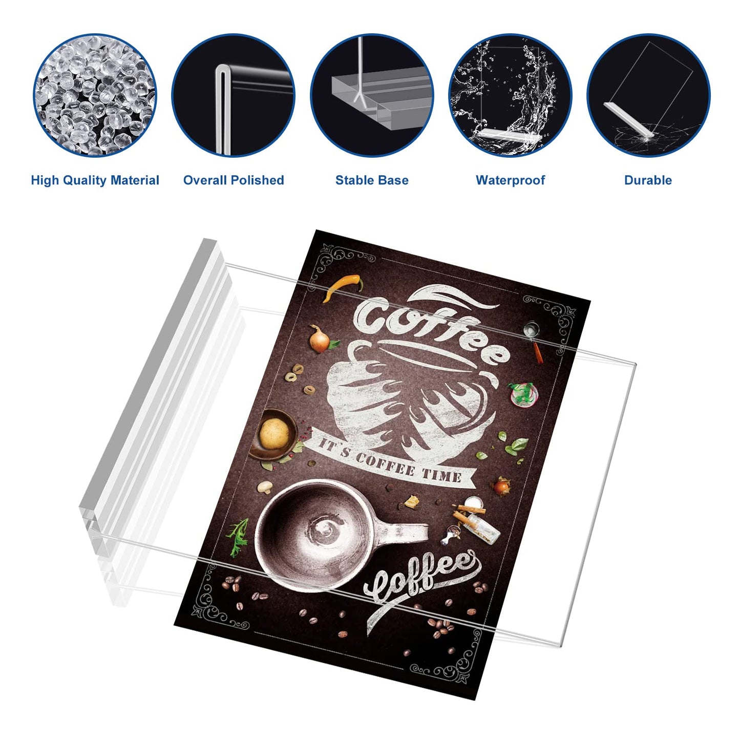 Cranviech 6 Pack 8.5 x 11 Acrylic Sign Holder, Double-Sided Vertical Display Stand Plastic Paper Holder Table Menu Display Stand T-Shaped Desktop Display Stand for Restaurants, Office, Store