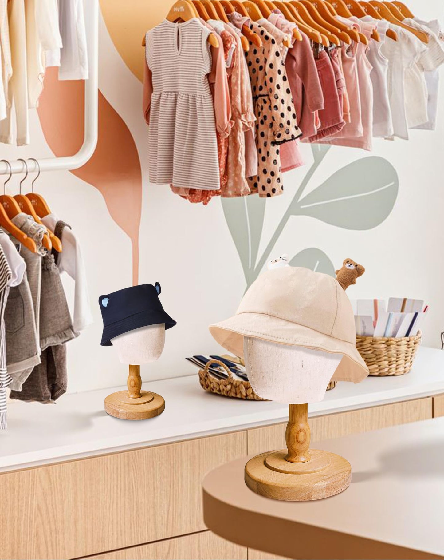 CHADWICK Baby Mannequin Head, Wig Head Stand for Kids, Plastic Model Head for Hats, Wigs, Glasses, Scarves Display, Baby Girl Children Hat Stand, Canvas Block Manikin Head for Home, Salon, Shop