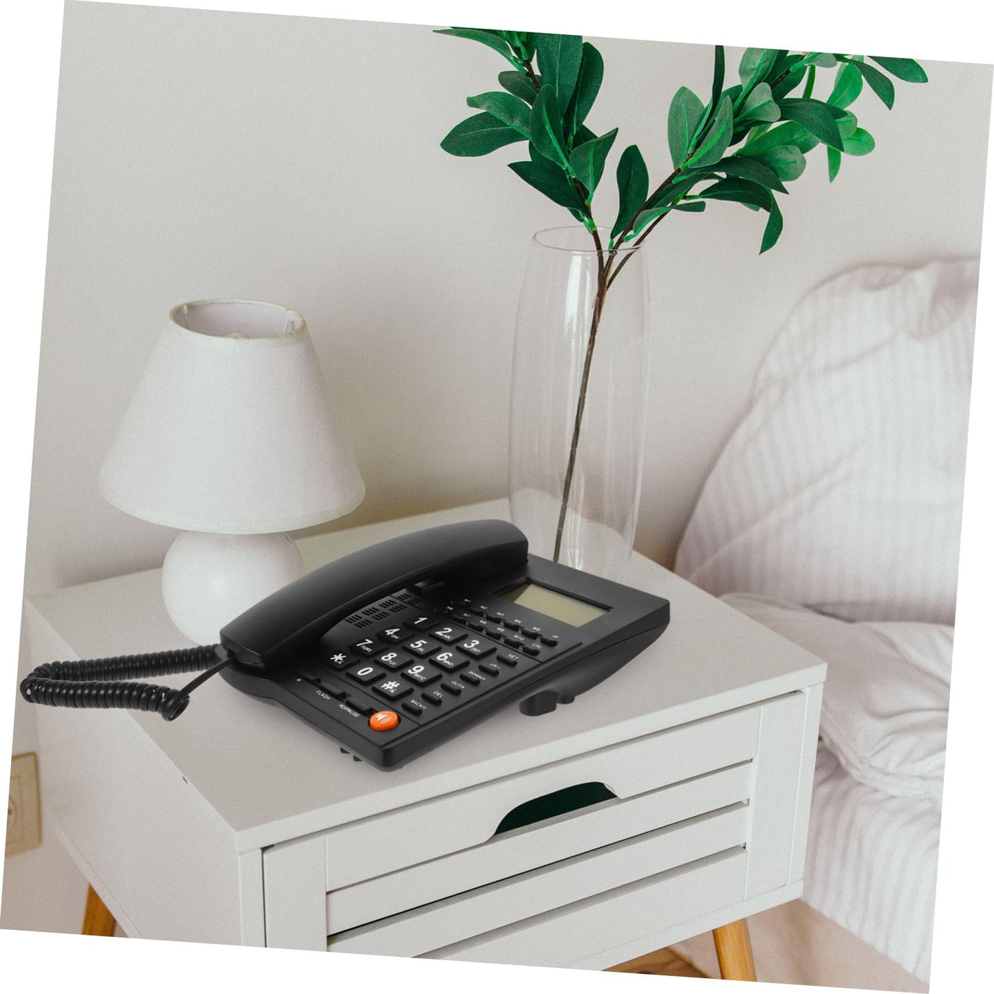 Lurrose Large Button Landline Phone for Seniors with Caller Id Desk Telephone for Home Office Use Easy-to-Use Household Telephone 8.18X6.18X2.24In