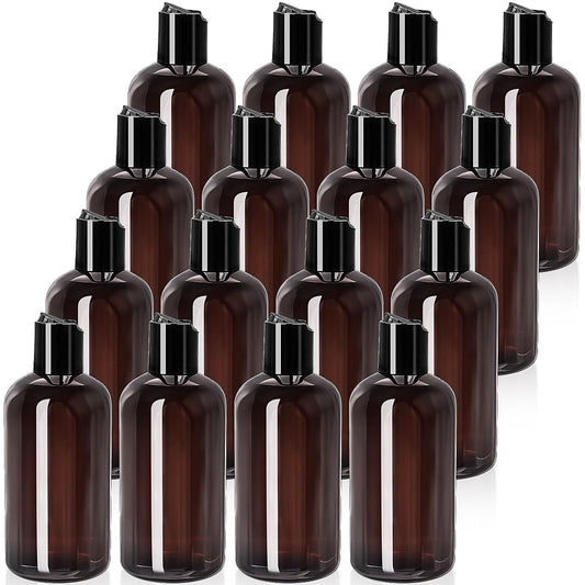 36Pcs Plastic Travel Bottles 8 Oz,Amber Empty Plastic Bottles with Disc Top Flip Cap,Cosmetic Travel Container Refillable Squeeze Bottles for Shampoo Lotions Toiletries Liquid Body Soap