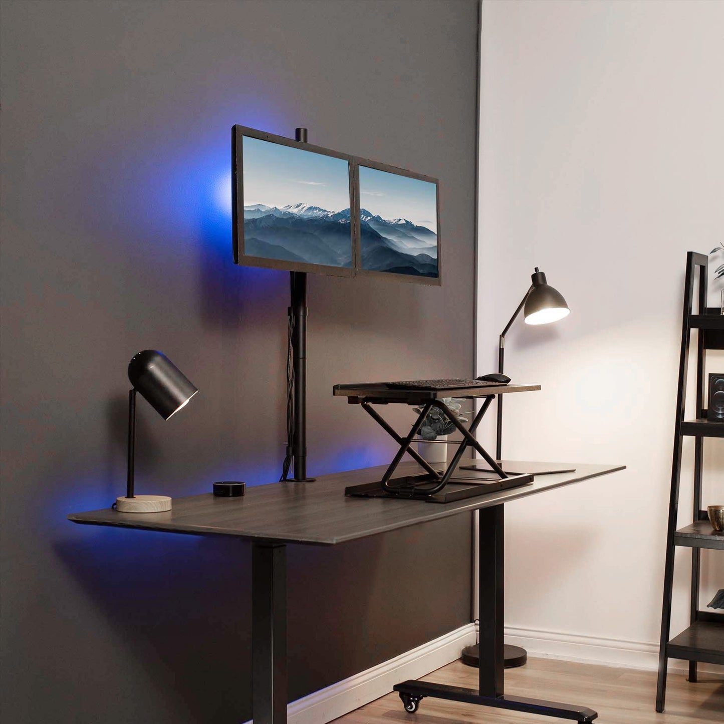 VIVO Dual Monitor Stand Up Desk Mount Extra Tall 99cm Pole, Fully Adjustable Stand for up to 27 inch Screens, STAND-V012